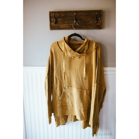 Free People One Gannet Hoodie Waffle Knit Pullover Small NEW - Picture 3 of 5